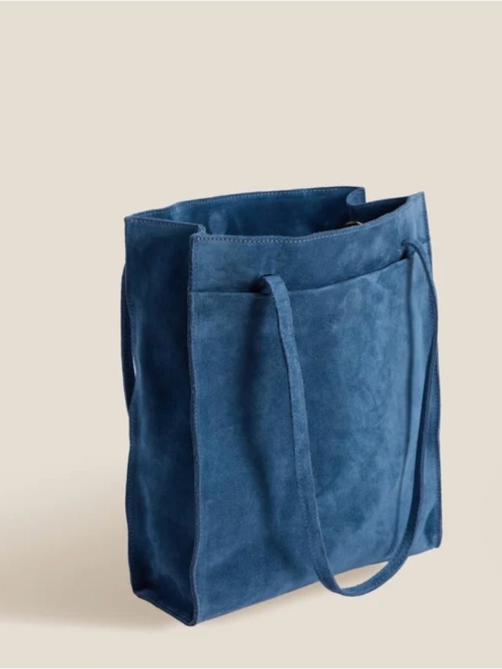Handcrafted Harbor Blue Suede MagazineTote—Women's Everyday Shoulder Bag